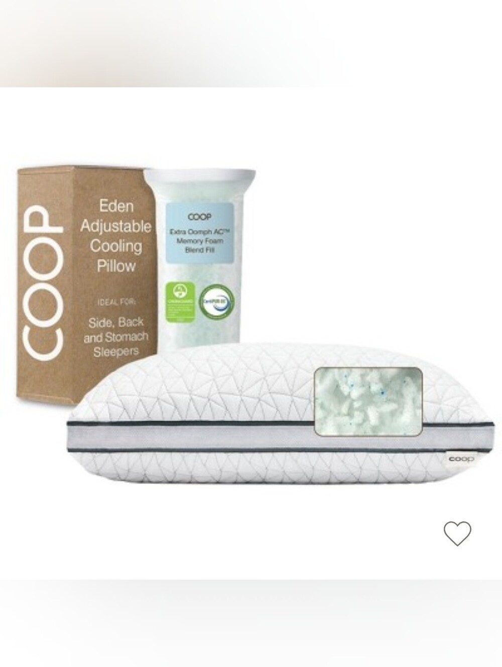 Coop Home Goods Eden Bed Pillow Queen Size for Sleeping on Back, Stomach and Sid